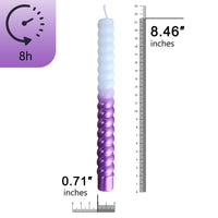 8.5インチ手作り白紫スパイラルキャンドル2個セット