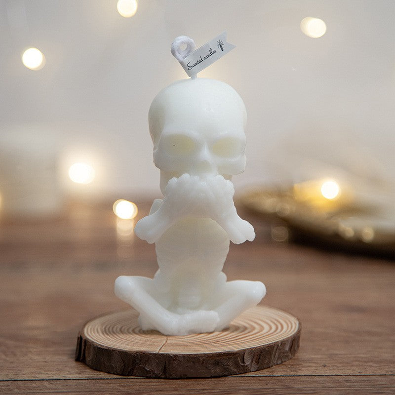 Trick or Treat！Halloween Funny Scary Skull Scented Candle Cover Mouth