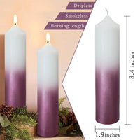 8 Inch Metallic White Pink Pillar Candles 1pcs Pack