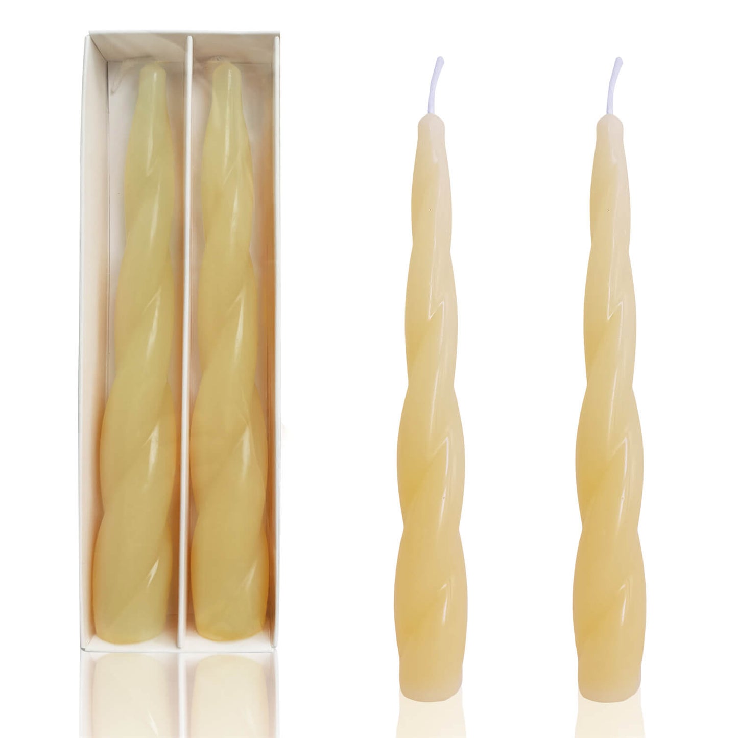 7.5 Inch Beeswax Yellow Twisted Taper Candles Set of 2