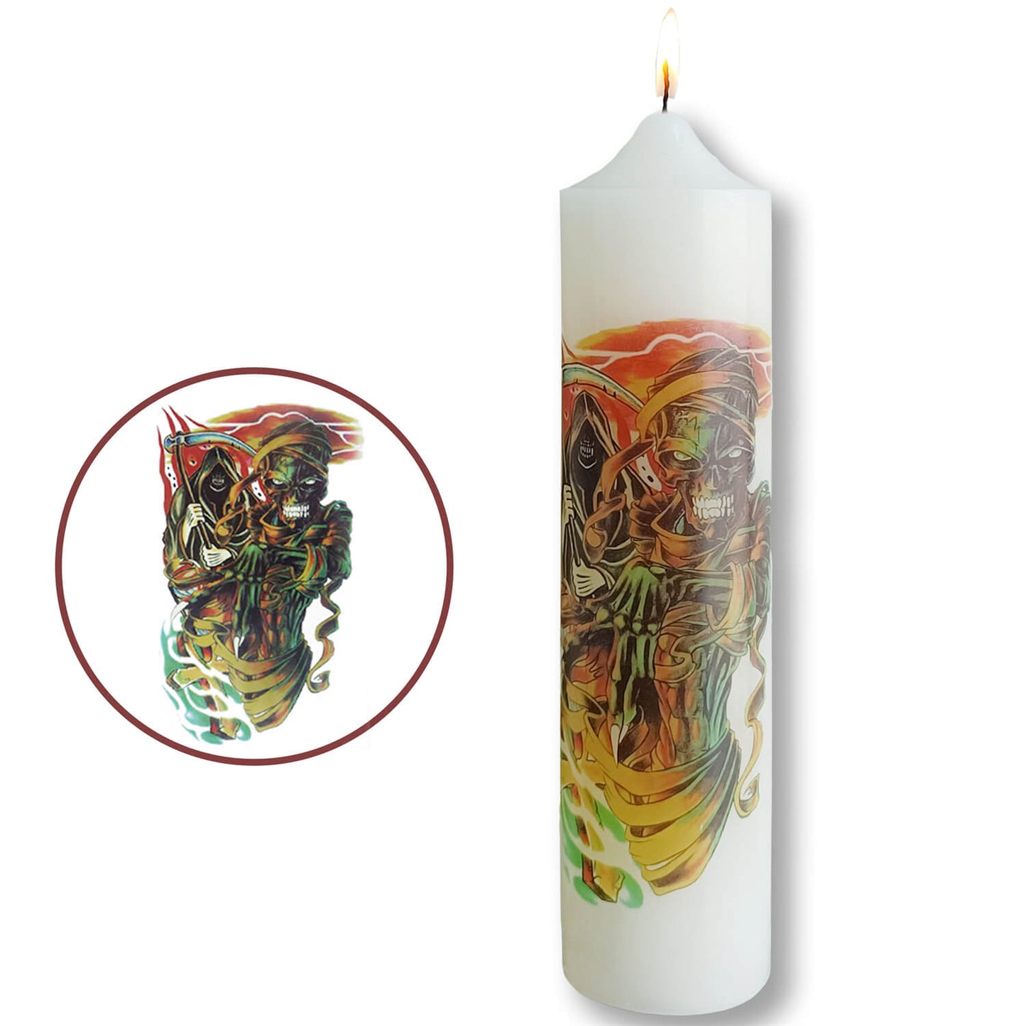 Velas de pilar Grim Reaper de 8 pulgadas, paquete de 1 pieza