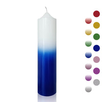 8 Inch Metallic White Blue Pillar Candles 1pcs Pack