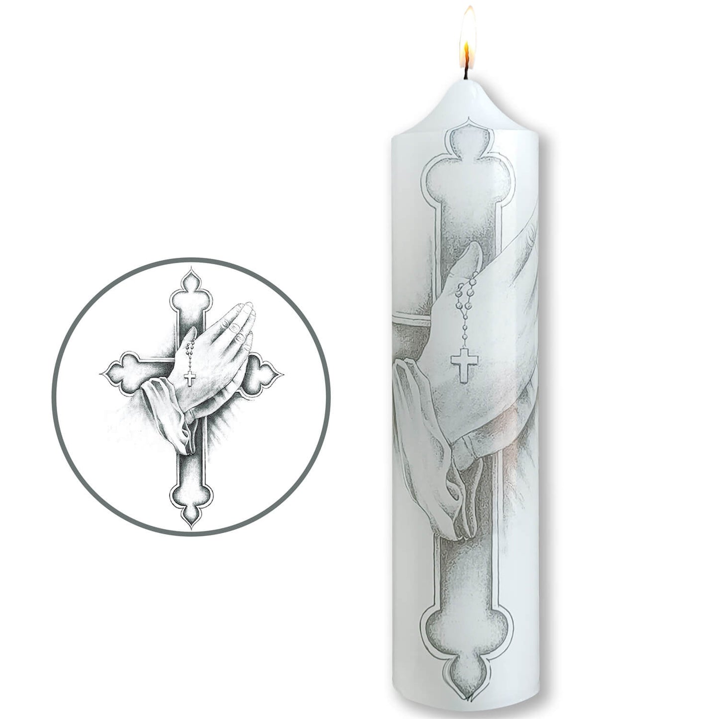 8 Inch White Crucifix Pillar Candles 1pcs Pack