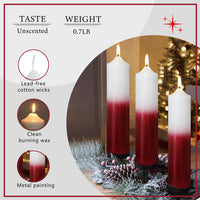 8 Inch Metallic White Red Pillar Candles 1pcs Pack