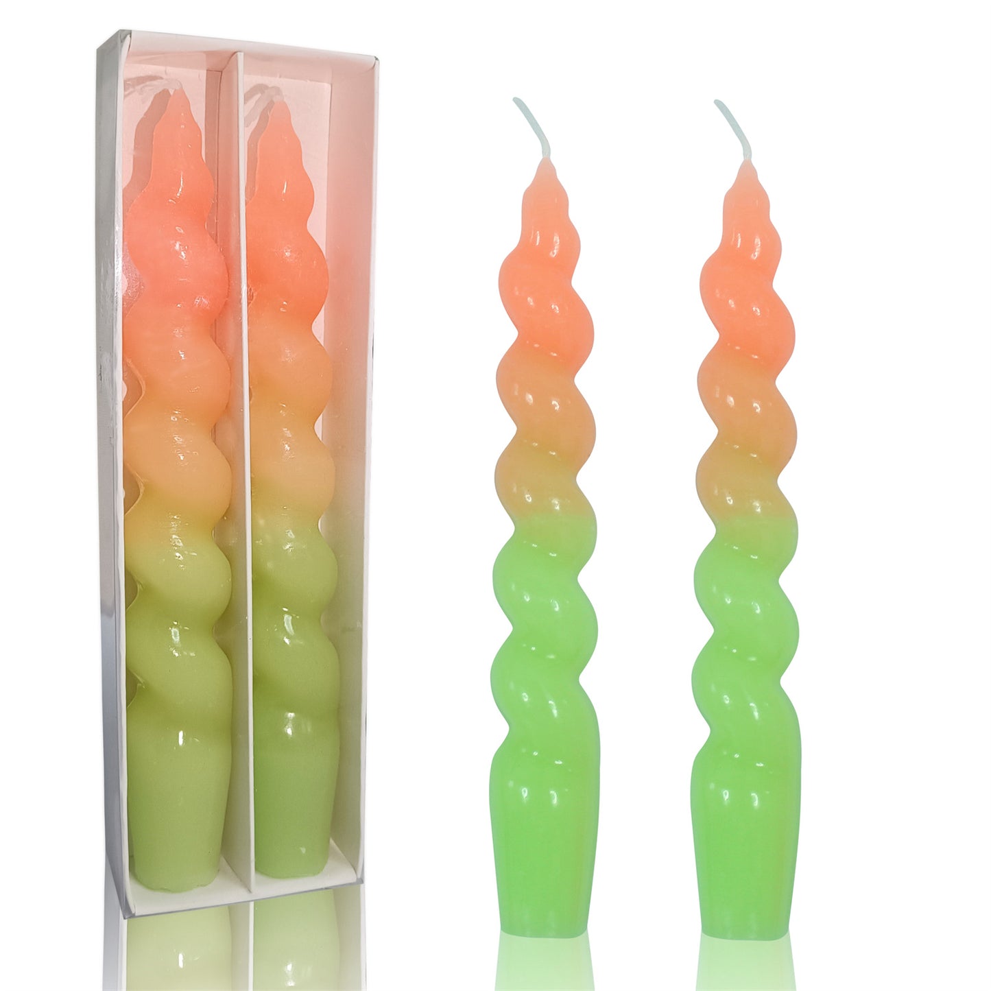 7.5 Inch Gradient Spiral Taper Candle Set of 2