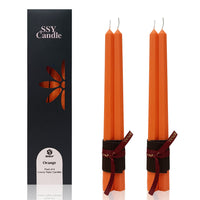 Set Of 4 Handcrafted Orange 12-Inch Long Taper Candles