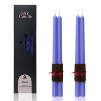 Set Of 4 Handcrafted Purple 12-Inch Long Taper Candles