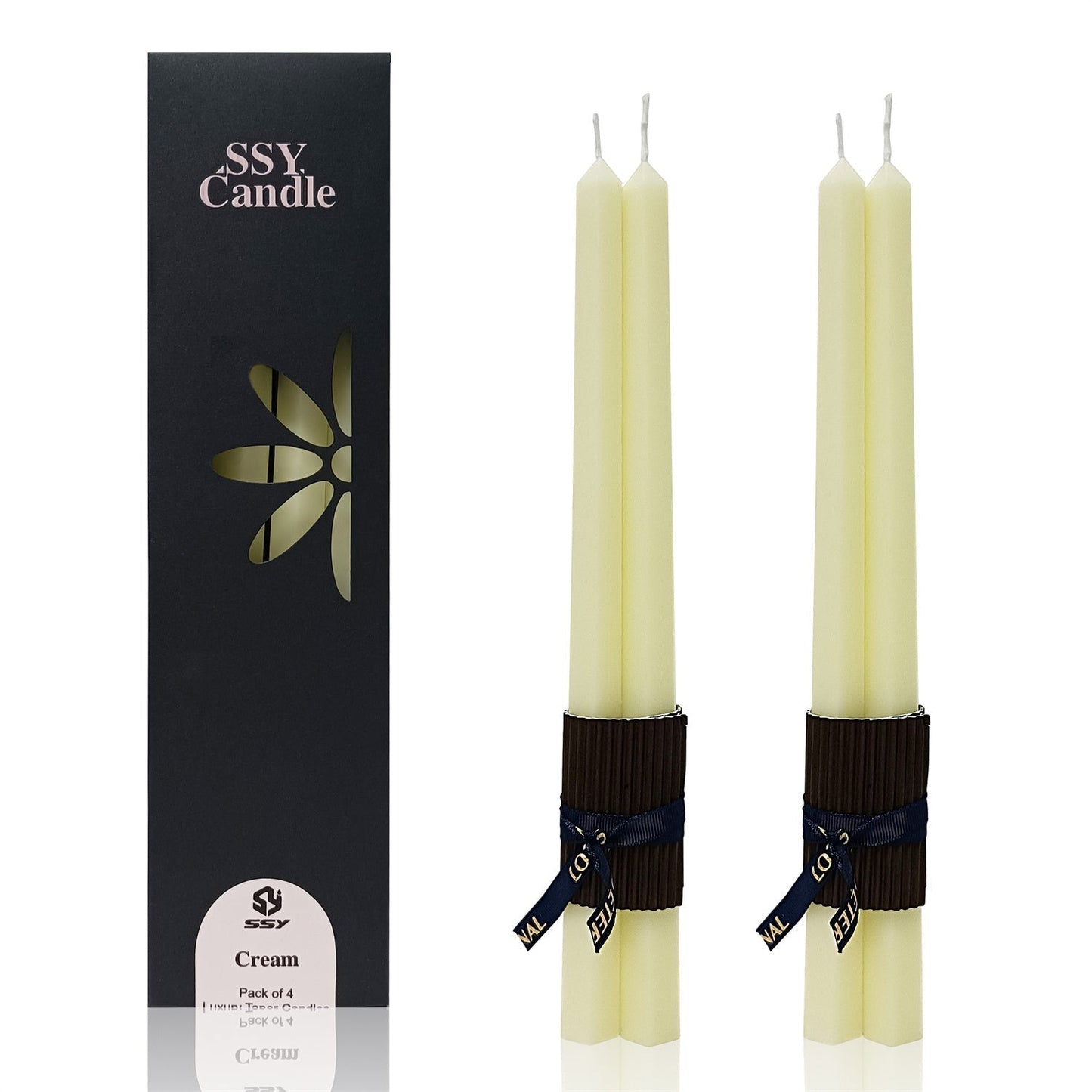 Juego de 4 velas cónicas de 12 pulgadas de largo color amarillo crema hechas a mano