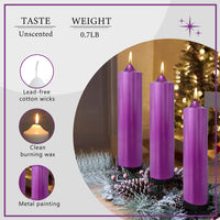 8 Inch Metallic Purple Pillar Candles 1pcs Pack