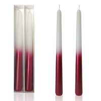 9.5 Inch Dinner Decor Metal White Red Taper Candle Set of 2