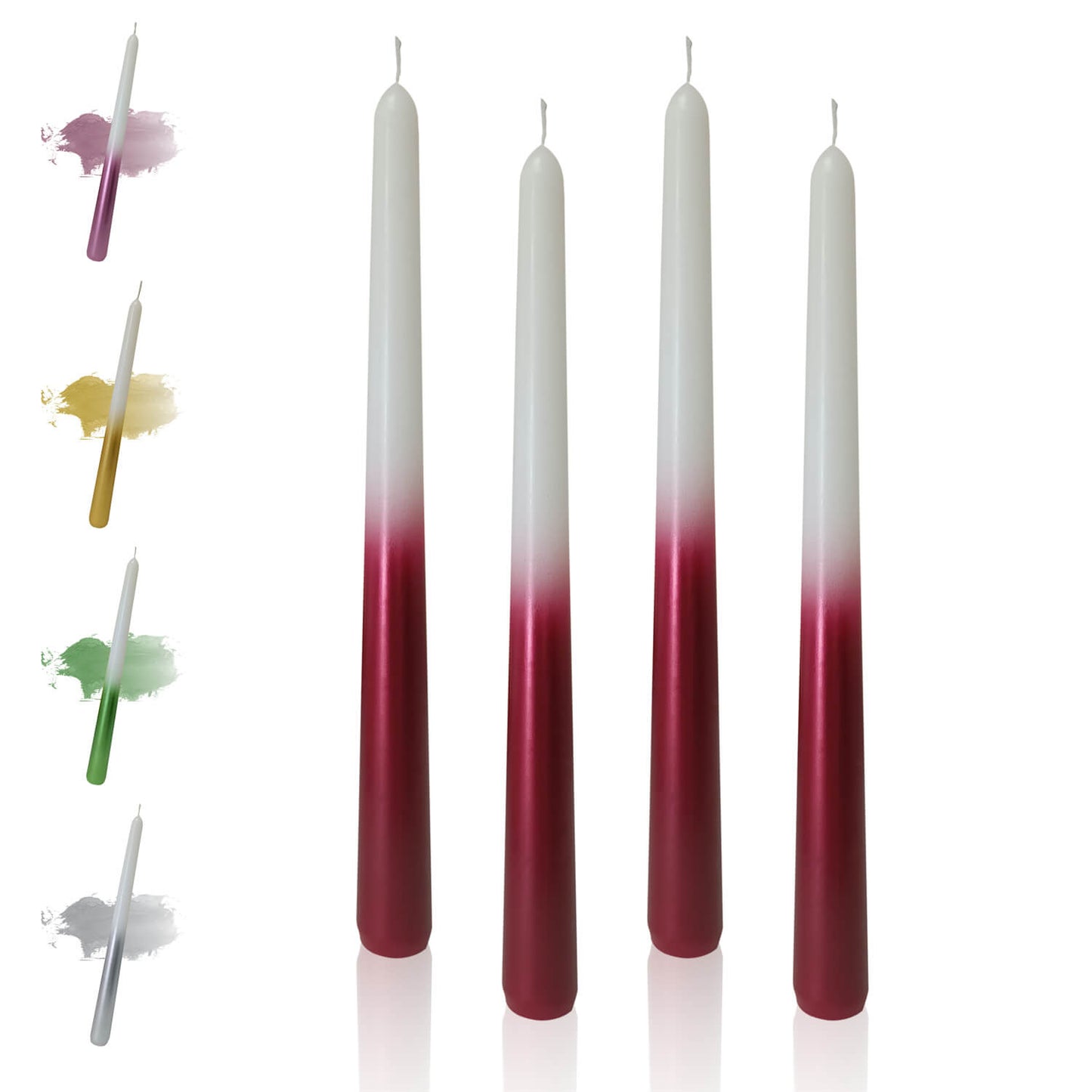 9.5 Inch Dinner Decor Metal White Red Taper Candle Set of 2