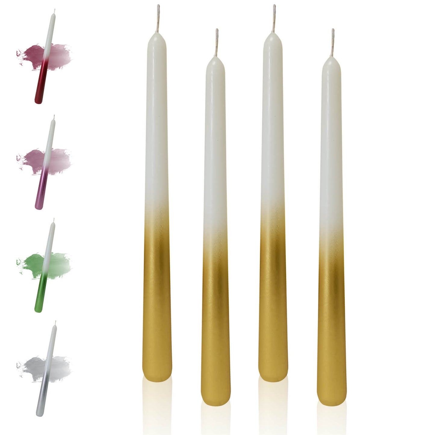 9.5 Inch Dinner Decor Metal White Gold Taper Candle Set of 2