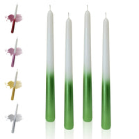 9.5 Inch Dinner Decor Metal White Green Taper Candle Set of 2