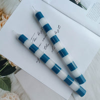 9.8 Inch Strip Pattern Taper Candles Set of 2