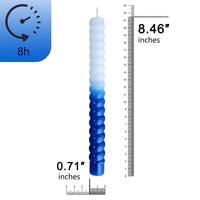 8.5インチの手作りブルースパイラルキャンドル2個セット