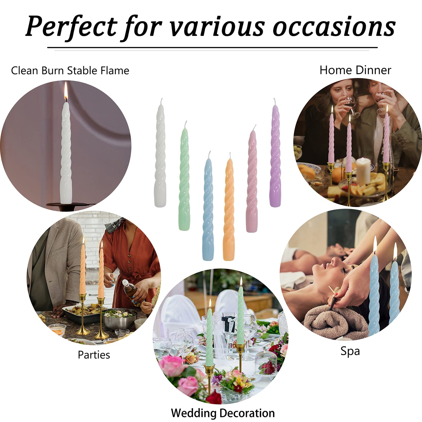 7.3 Inch Handmade Unscented Candle Sticks Taper Candles Pack of 2pcs